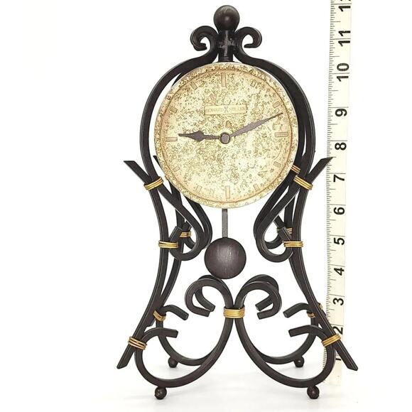 Stunning Howard Miller Vercelli Mantel Clock Wrought-Iron w/Gold Accents 635-141 - Picture 9 of 10